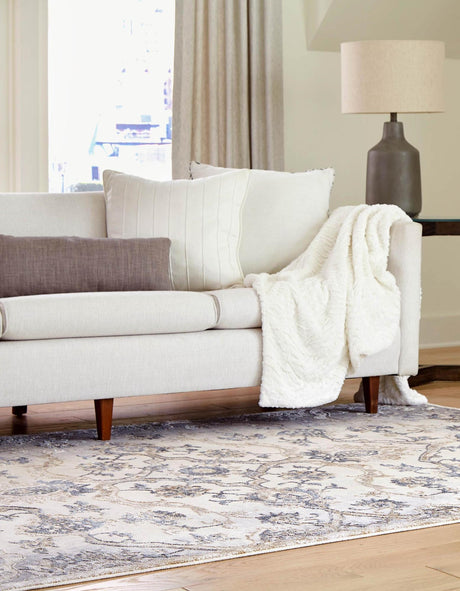Ivory Gray 2' x 3' Highbury Rectangle Area Rug 60% Polypropylene & 40% Polyester With Jute Backing Vintage Distressed Traditional Carpet for Sale at Rug Engine