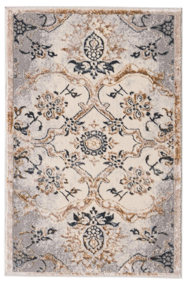 Ivory Gray 2' x 3' Highbury Rectangle Area Rug 60% Polypropylene & 40% Polyester With Jute Backing Vintage Distressed Traditional Carpet for Sale at Rug Engine