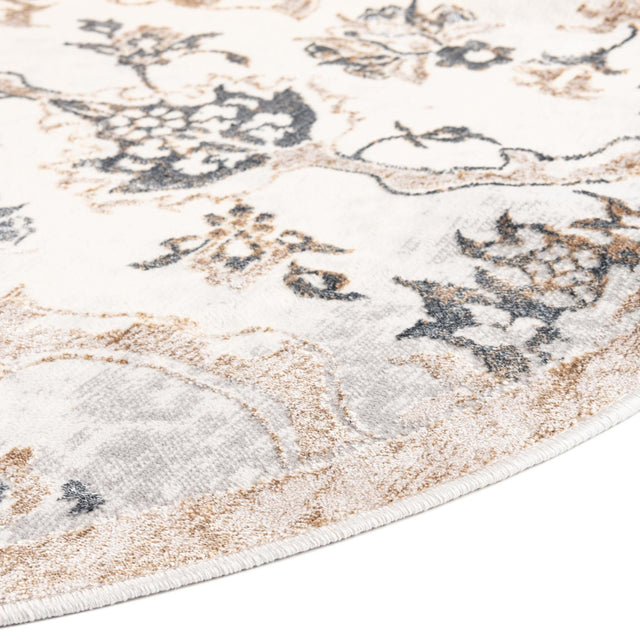 Ivory Gray 5' 3 x 8' Highbury Oval Area Rug 60% Polypropylene & 40% Polyester With Jute Backing Vintage Distressed Traditional Carpet for Sale at Rug Engine