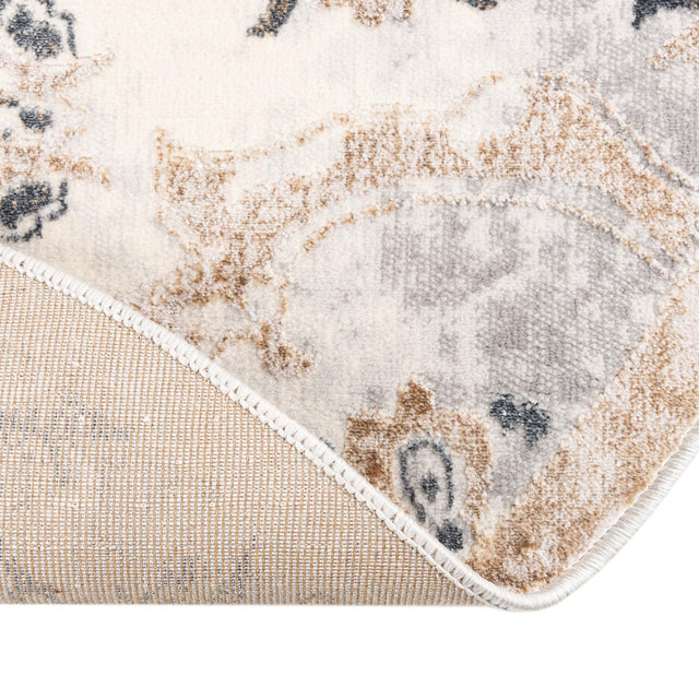 Ivory Gray 5' 3 x 8' Highbury Oval Area Rug 60% Polypropylene & 40% Polyester With Jute Backing Vintage Distressed Traditional Carpet for Sale at Rug Engine