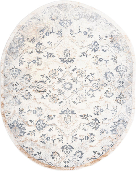 Ivory Gray 7' 10 x 10' Highbury Oval Area Rug 60% Polypropylene & 40% Polyester With Jute Backing Vintage Distressed Traditional Carpet for Sale at Rug Engine