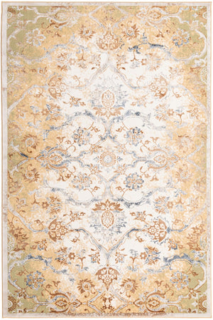Yellow 5' 3 x 8' Highbury Rectangle Area Rug 60% Polypropylene & 40% Polyester With Jute Backing Vintage Distressed Traditional Carpet for Sale at Rug Engine