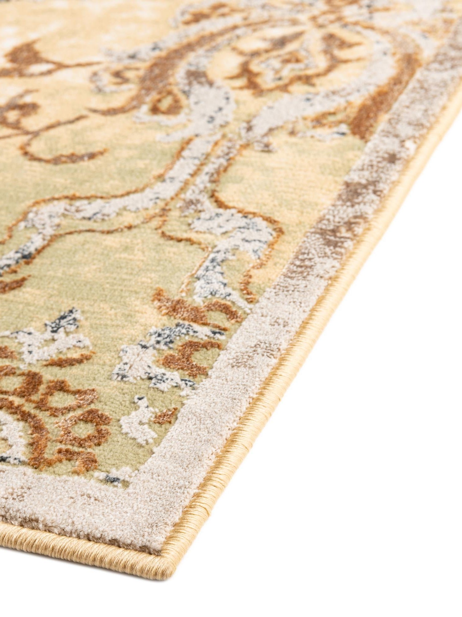 Yellow 5' 3 x 8' Highbury Rectangle Area Rug 60% Polypropylene & 40% Polyester With Jute Backing Vintage Distressed Traditional Carpet for Sale at Rug Engine