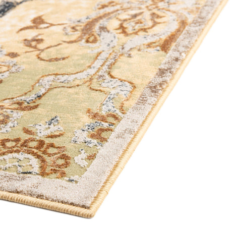 Yellow 5' 3 x 8' Highbury Rectangle Area Rug 60% Polypropylene & 40% Polyester With Jute Backing Vintage Distressed Traditional Carpet for Sale at Rug Engine