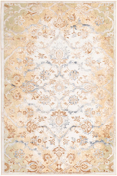 Yellow 5' 3 x 8' Highbury Rectangle Area Rug 60% Polypropylene & 40% Polyester With Jute Backing Vintage Distressed Traditional Carpet for Sale at Rug Engine