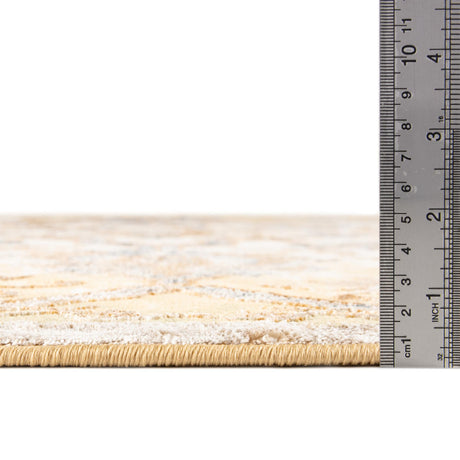 Yellow 7' 10 x 7' 10 Highbury Octagon Area Rug 60% Polypropylene & 40% Polyester With Jute Backing Vintage Distressed Traditional Carpet for Sale at Rug Engine