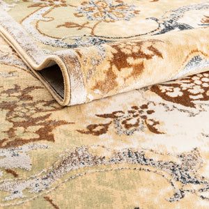 Yellow 7' 10 x 7' 10 Highbury Octagon Area Rug 60% Polypropylene & 40% Polyester With Jute Backing Vintage Distressed Traditional Carpet for Sale at Rug Engine