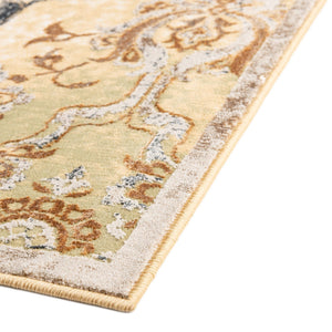 Yellow 7' 10 x 7' 10 Highbury Octagon Area Rug 60% Polypropylene & 40% Polyester With Jute Backing Vintage Distressed Traditional Carpet for Sale at Rug Engine