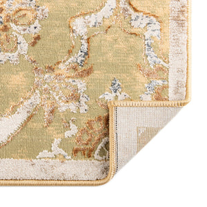 Yellow 7' 10 x 7' 10 Highbury Octagon Area Rug 60% Polypropylene & 40% Polyester With Jute Backing Vintage Distressed Traditional Carpet for Sale at Rug Engine