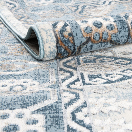 Blue 7' 10 x 7' 10 Highbury Octagon Area Rug 60% Polypropylene & 40% Polyester With Jute Backing Vintage Distressed Traditional Carpet for Sale at Rug Engine