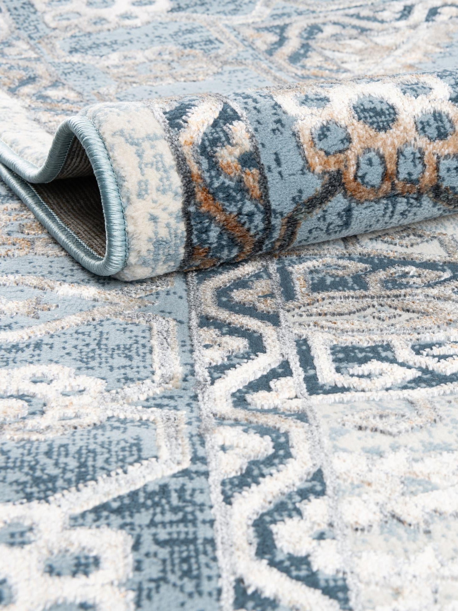 Blue 5' 3 x 5' 3 Highbury Octagon Area Rug 60% Polypropylene & 40% Polyester With Jute Backing Vintage Distressed Traditional Carpet for Sale at Rug Engine