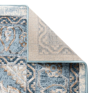 Blue 7' 10 x 7' 10 Highbury Octagon Area Rug 60% Polypropylene & 40% Polyester With Jute Backing Vintage Distressed Traditional Carpet for Sale at Rug Engine