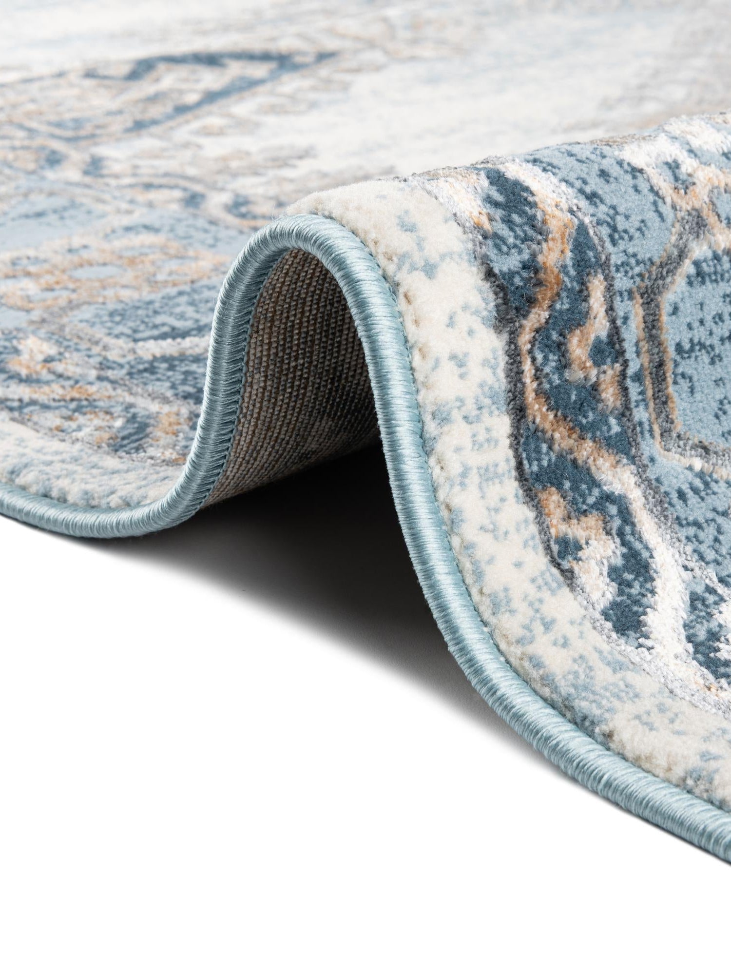 Blue 5' 3 x 5' 3 Highbury Octagon Area Rug 60% Polypropylene & 40% Polyester With Jute Backing Vintage Distressed Traditional Carpet for Sale at Rug Engine