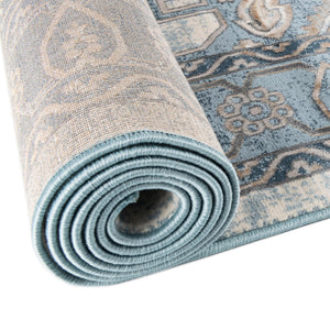 Blue 7' 10 x 7' 10 Highbury Octagon Area Rug 60% Polypropylene & 40% Polyester With Jute Backing Vintage Distressed Traditional Carpet for Sale at Rug Engine