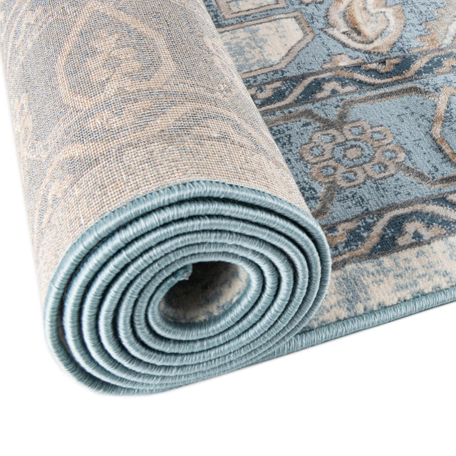 Blue 7' 10 x 7' 10 Highbury Octagon Area Rug 60% Polypropylene & 40% Polyester With Jute Backing Vintage Distressed Traditional Carpet for Sale at Rug Engine