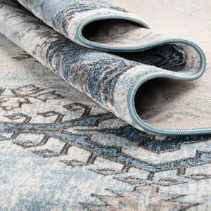 Blue 7' 10 x 7' 10 Highbury Octagon Area Rug 60% Polypropylene & 40% Polyester With Jute Backing Vintage Distressed Traditional Carpet for Sale at Rug Engine