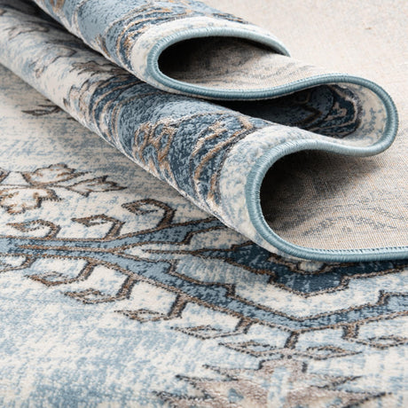 Blue 7' 10 x 7' 10 Highbury Octagon Area Rug 60% Polypropylene & 40% Polyester With Jute Backing Vintage Distressed Traditional Carpet for Sale at Rug Engine