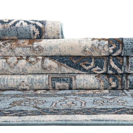 Blue 7' 10 x 7' 10 Highbury Octagon Area Rug 60% Polypropylene & 40% Polyester With Jute Backing Vintage Distressed Traditional Carpet for Sale at Rug Engine