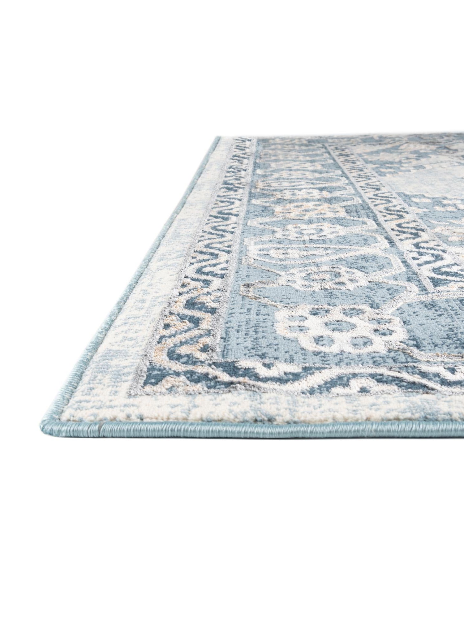 Blue 2' x 6' Highbury Runner Area Rug 60% Polypropylene & 40% Polyester With Jute Backing Vintage Distressed Traditional Carpet for Sale at Rug Engine