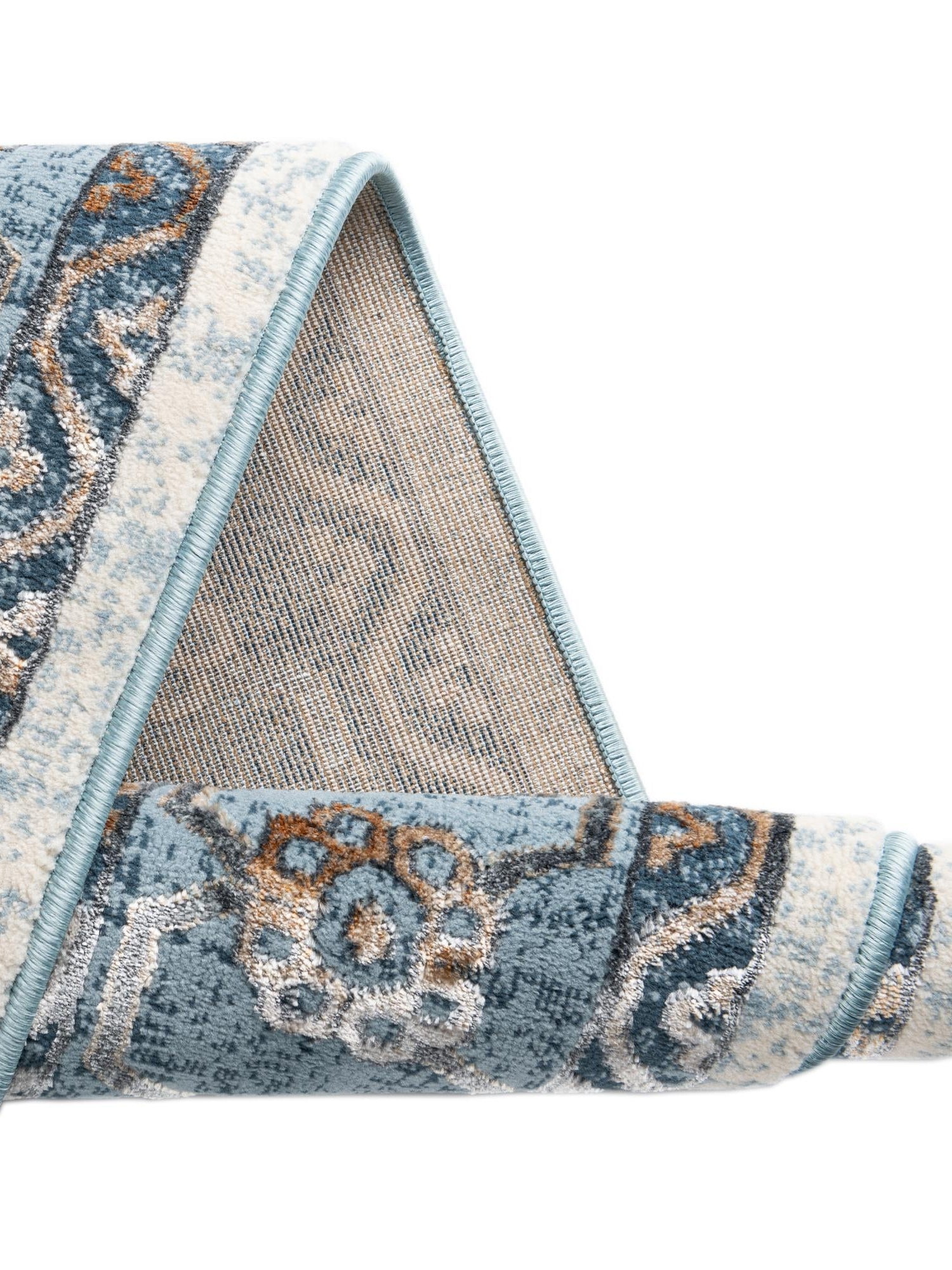 Blue 2' x 8' Highbury Runner Area Rug 60% Polypropylene & 40% Polyester With Jute Backing Vintage Distressed Traditional Carpet for Sale at Rug Engine