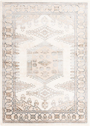 Ivory 7' x 10' Highbury Rectangle Area Rug 60% Polypropylene & 40% Polyester With Jute Backing Vintage Distressed Traditional Carpet for Sale at Rug Engine