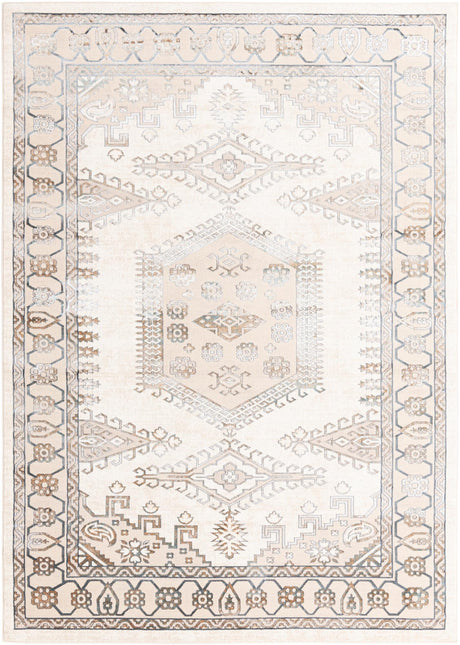 Ivory 7' x 10' Highbury Rectangle Area Rug 60% Polypropylene & 40% Polyester With Jute Backing Vintage Distressed Traditional Carpet for Sale at Rug Engine