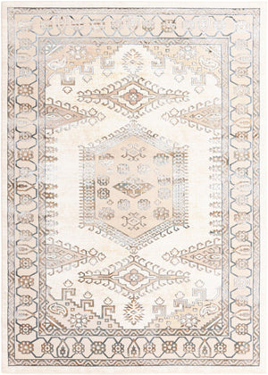 Ivory 7' x 10' Highbury Rectangle Area Rug 60% Polypropylene & 40% Polyester With Jute Backing Vintage Distressed Traditional Carpet for Sale at Rug Engine