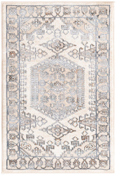 Ivory 2' x 3' Highbury Rectangle Area Rug 60% Polypropylene & 40% Polyester With Jute Backing Vintage Distressed Traditional Carpet for Sale at Rug Engine