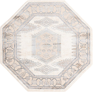 Ivory 5' 3 x 5' 3 Highbury Octagon Area Rug 60% Polypropylene & 40% Polyester With Jute Backing Vintage Distressed Traditional Carpet for Sale at Rug Engine