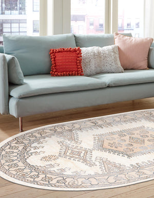 Ivory 7' 10 x 10' Highbury Oval Area Rug 60% Polypropylene & 40% Polyester With Jute Backing Vintage Distressed Traditional Carpet for Sale at Rug Engine