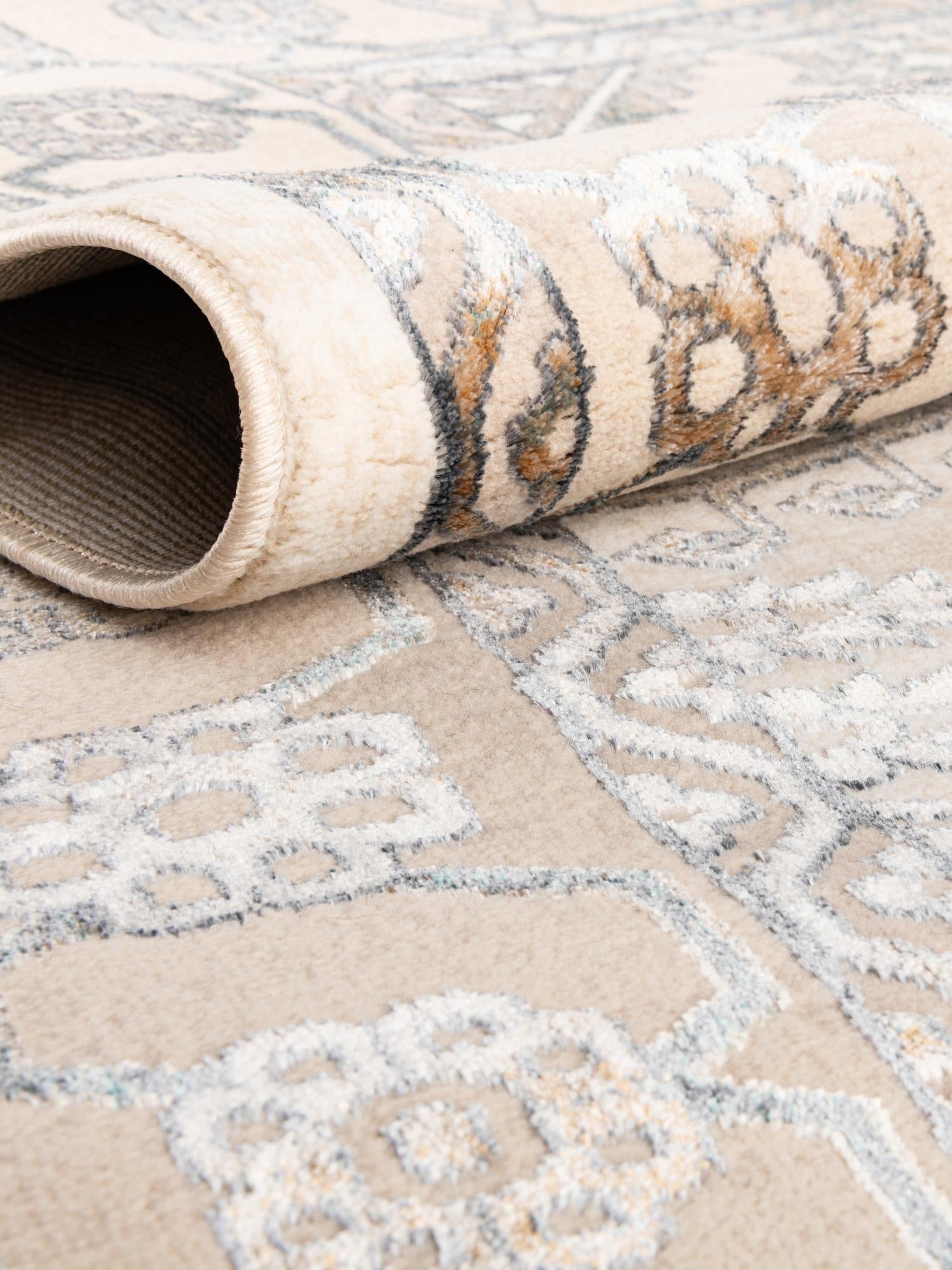 Ivory 7' 10 x 10' Highbury Oval Area Rug 60% Polypropylene & 40% Polyester With Jute Backing Vintage Distressed Traditional Carpet for Sale at Rug Engine