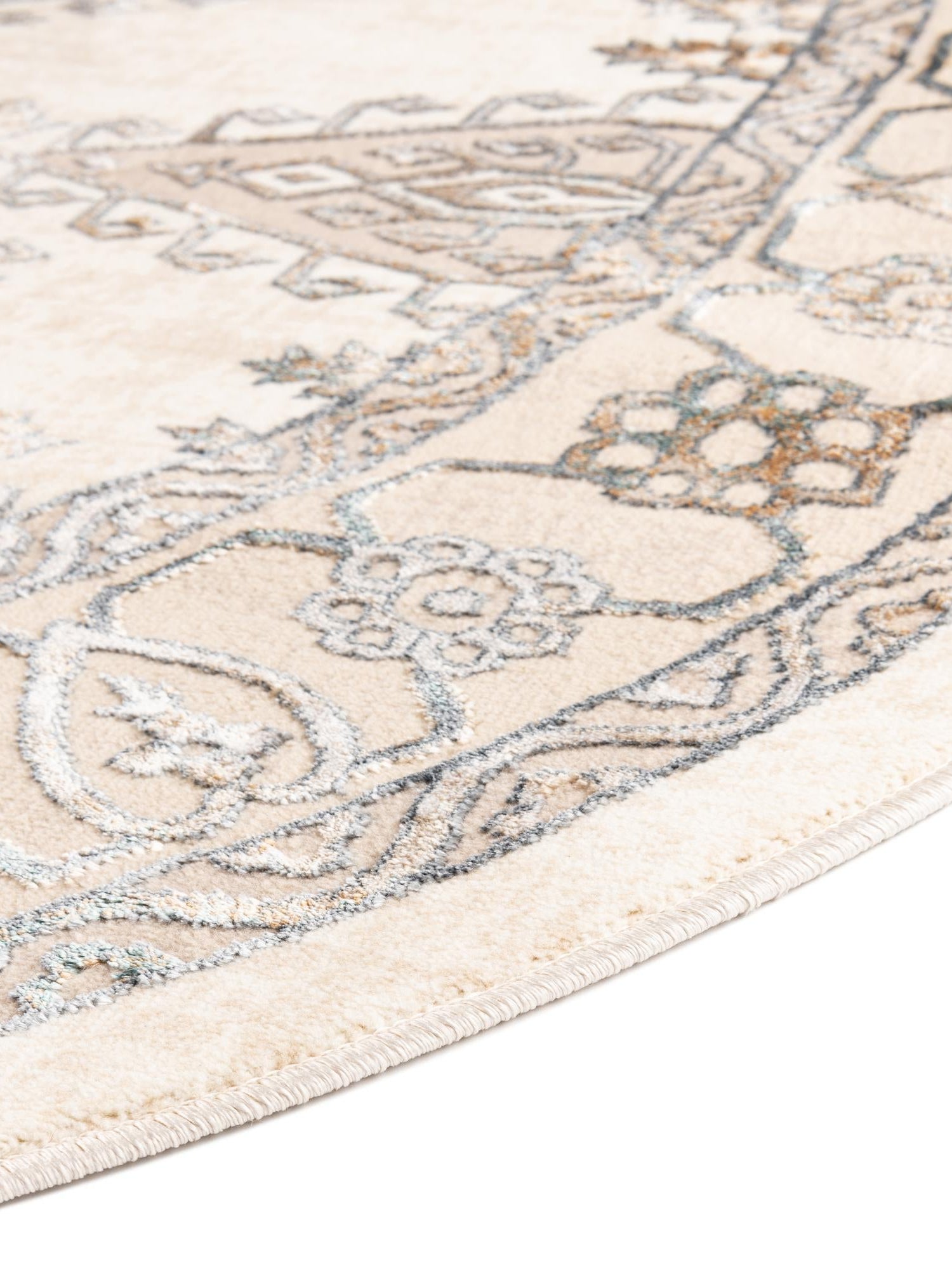 Ivory 7' 10 x 10' Highbury Oval Area Rug 60% Polypropylene & 40% Polyester With Jute Backing Vintage Distressed Traditional Carpet for Sale at Rug Engine