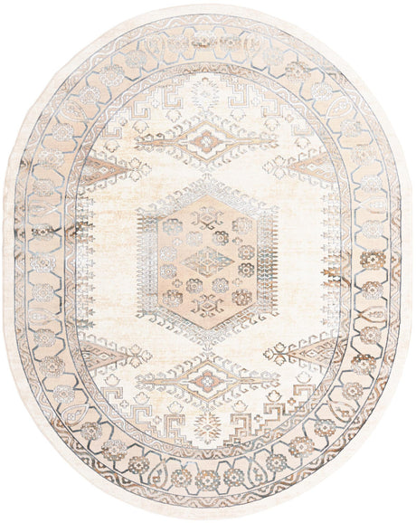 Ivory 7' 10 x 10' Highbury Oval Area Rug 60% Polypropylene & 40% Polyester With Jute Backing Vintage Distressed Traditional Carpet for Sale at Rug Engine