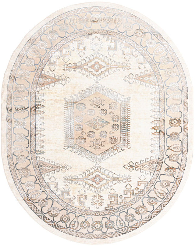 Ivory 7' 10 x 10' Highbury Oval Area Rug 60% Polypropylene & 40% Polyester With Jute Backing Vintage Distressed Traditional Carpet for Sale at Rug Engine