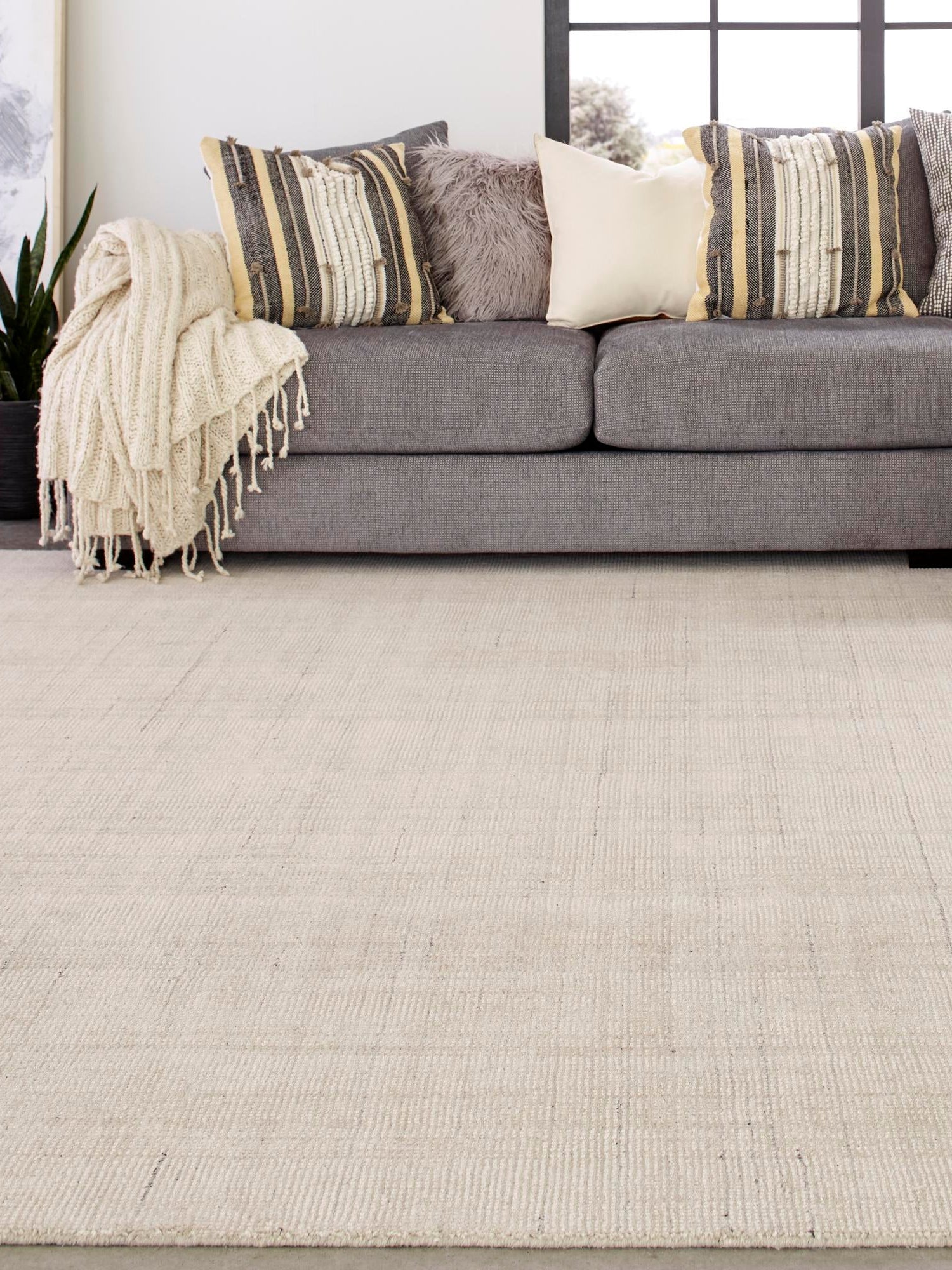 Vanilla Bean 7' 10 x 7' 10 Jill Zarin English Manor Square Area Rug 100% Premium Natural Wool Handwoven Carpet for Living Rooms, Office Space, Bedrooms, Dorms for Sale at Rug Engine