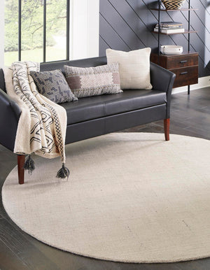 Vanilla Bean 6' 11 x 6' 11 Jill Zarin English Manor Round Area Rug 100% Premium Natural Wool Handwoven Carpet for Living Rooms, Office Space, Bedrooms, Dorms for Sale at Rug Engine