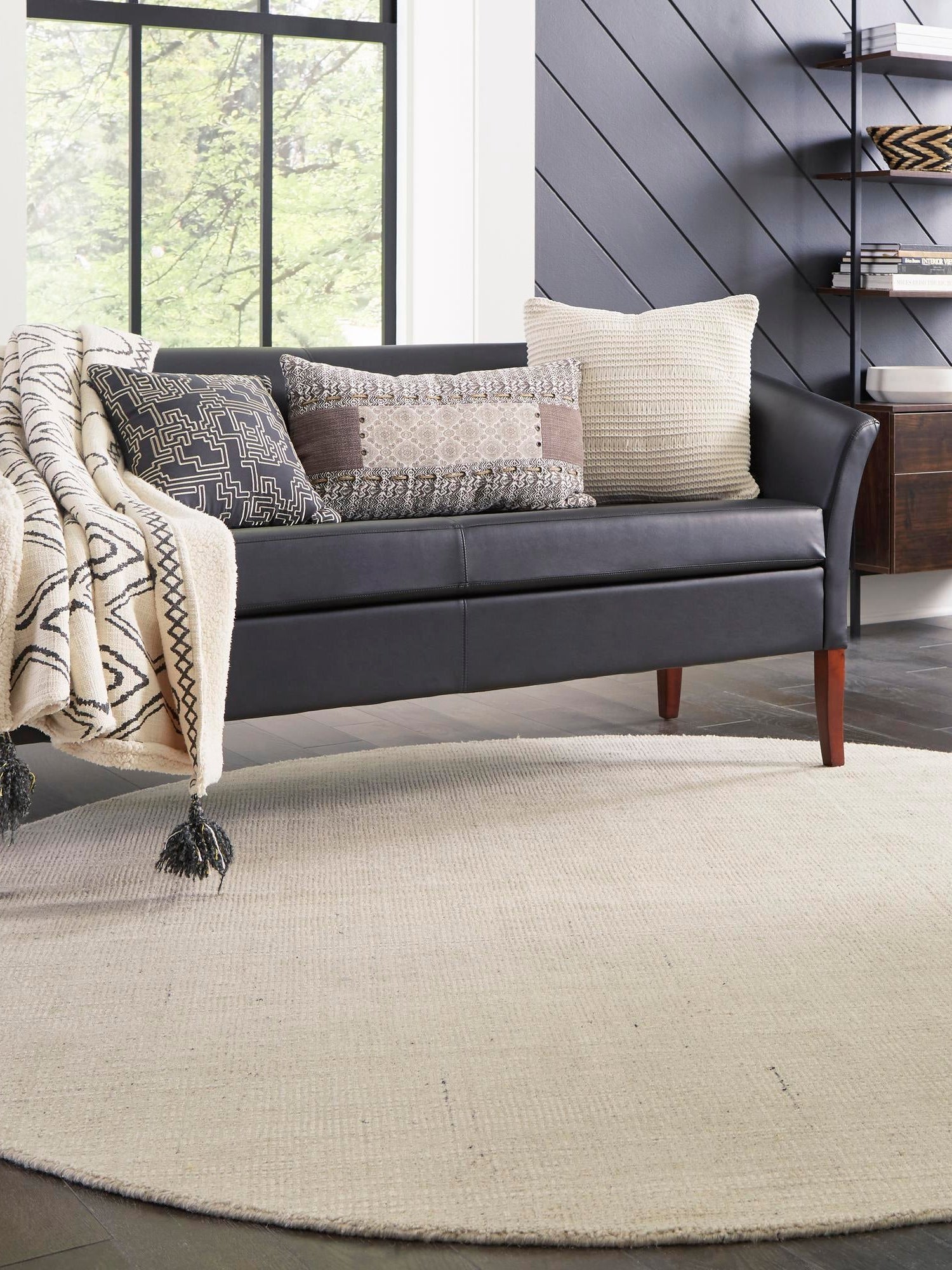 Vanilla Bean 6' 11 x 6' 11 Jill Zarin English Manor Round Area Rug 100% Premium Natural Wool Handwoven Carpet for Living Rooms, Office Space, Bedrooms, Dorms for Sale at Rug Engine