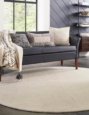 Vanilla Bean 6' 11 x 6' 11 Jill Zarin English Manor Round Area Rug 100% Premium Natural Wool Handwoven Carpet for Living Rooms, Office Space, Bedrooms, Dorms for Sale at Rug Engine