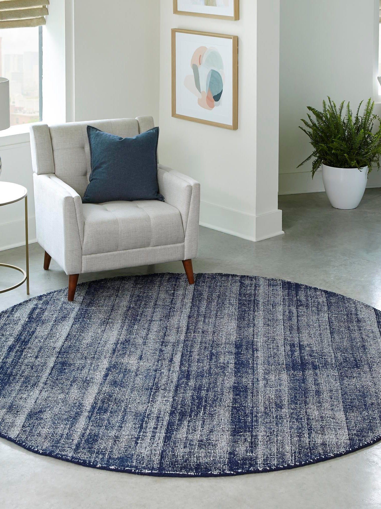 Blueberry 3' 1 x 3' 1 Jill Zarin English Manor Round Area Rug 100% Premium Natural Wool Handwoven Carpet for Living Rooms, Office Space, Bedrooms, Dorms for Sale at Rug Engine