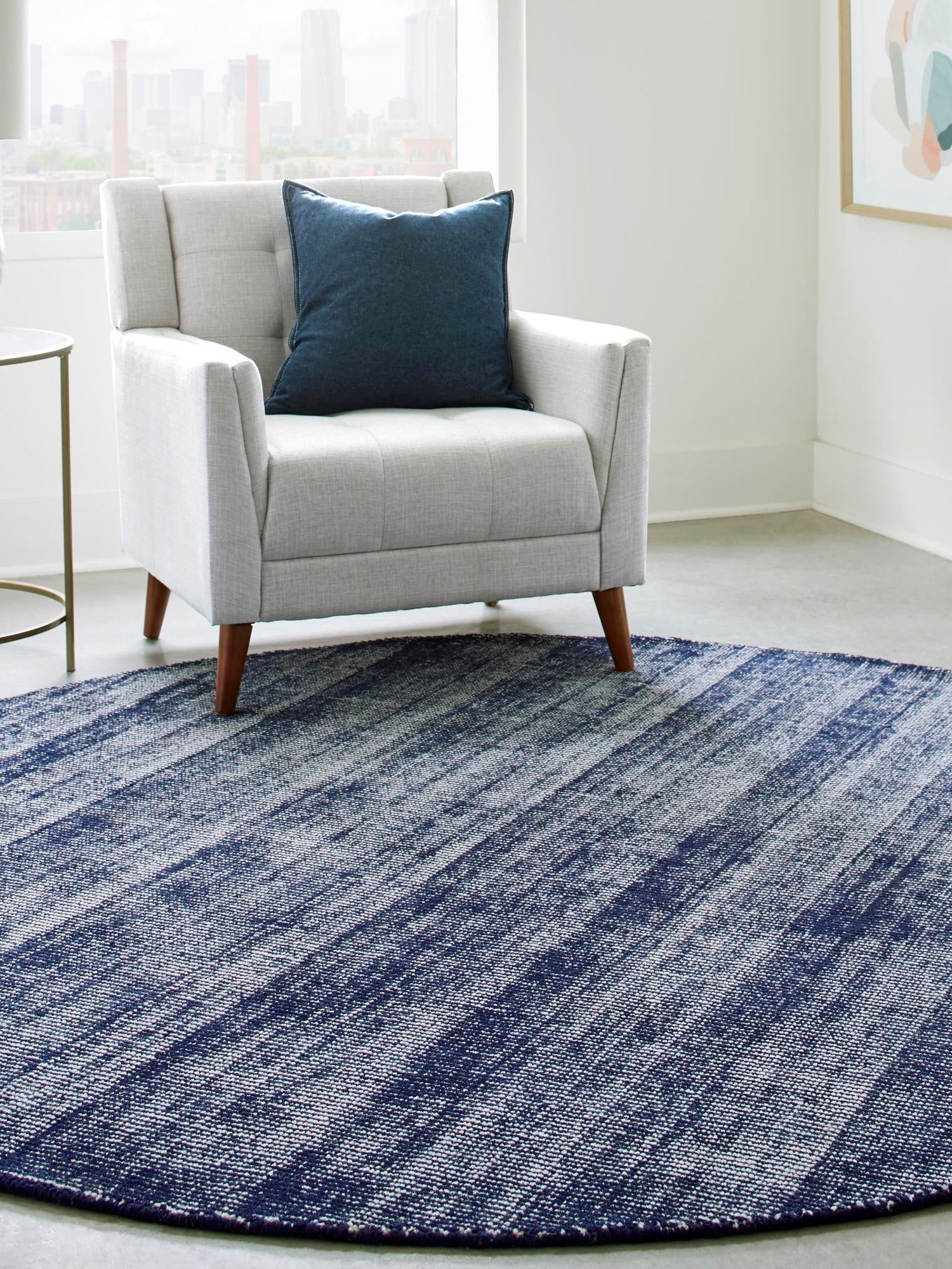Blueberry 3' 1 x 3' 1 Jill Zarin English Manor Round Area Rug 100% Premium Natural Wool Handwoven Carpet for Living Rooms, Office Space, Bedrooms, Dorms for Sale at Rug Engine