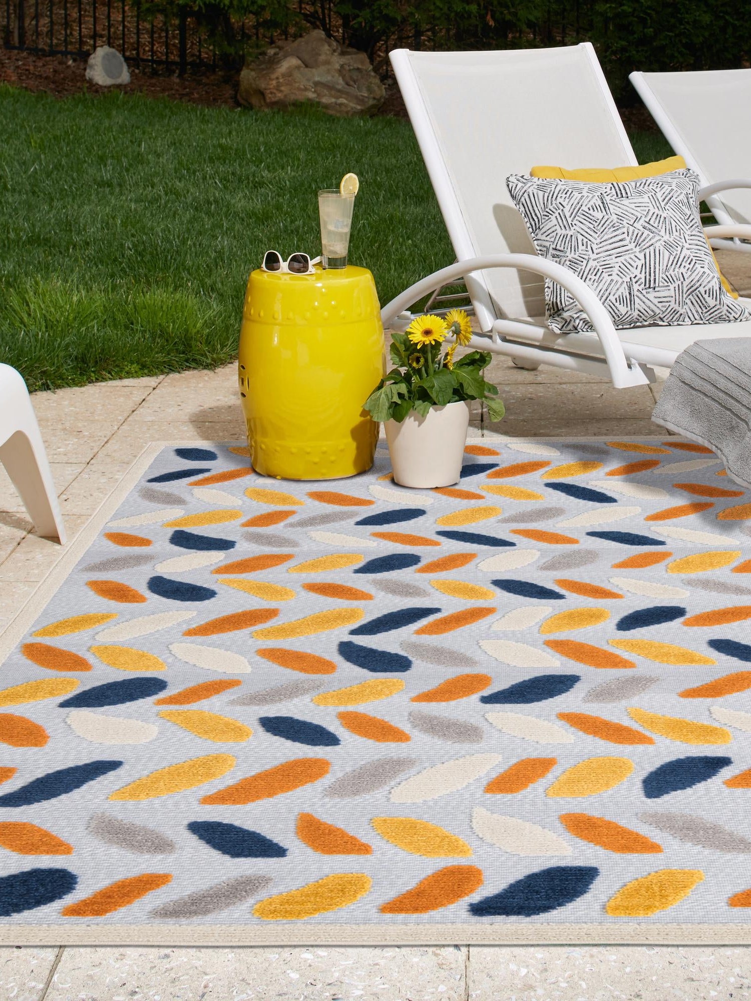 Gray 9' x 12' Aruba Outdoor Rectangle Area Rug Weather Resistant for Patio, Deck, Terrace, Balcony, Porch for Sale at Rug Engine