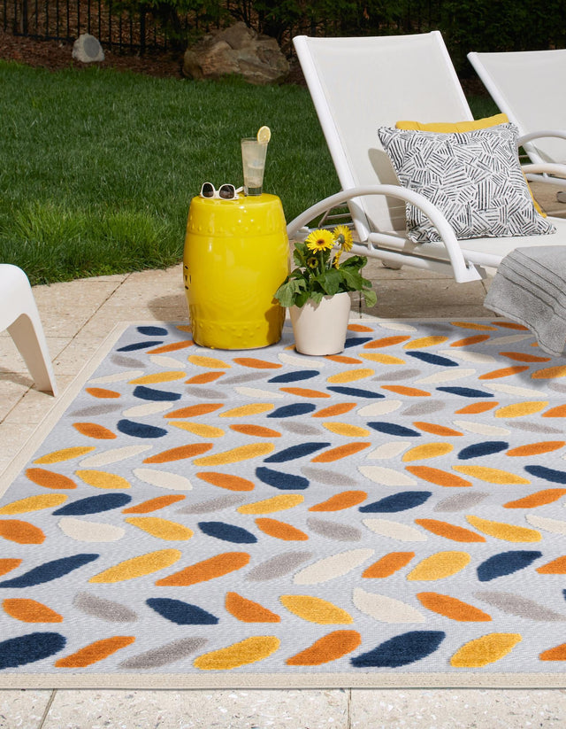 Gray 9' x 12' Aruba Outdoor Rectangle Area Rug Weather Resistant for Patio, Deck, Terrace, Balcony, Porch for Sale at Rug Engine