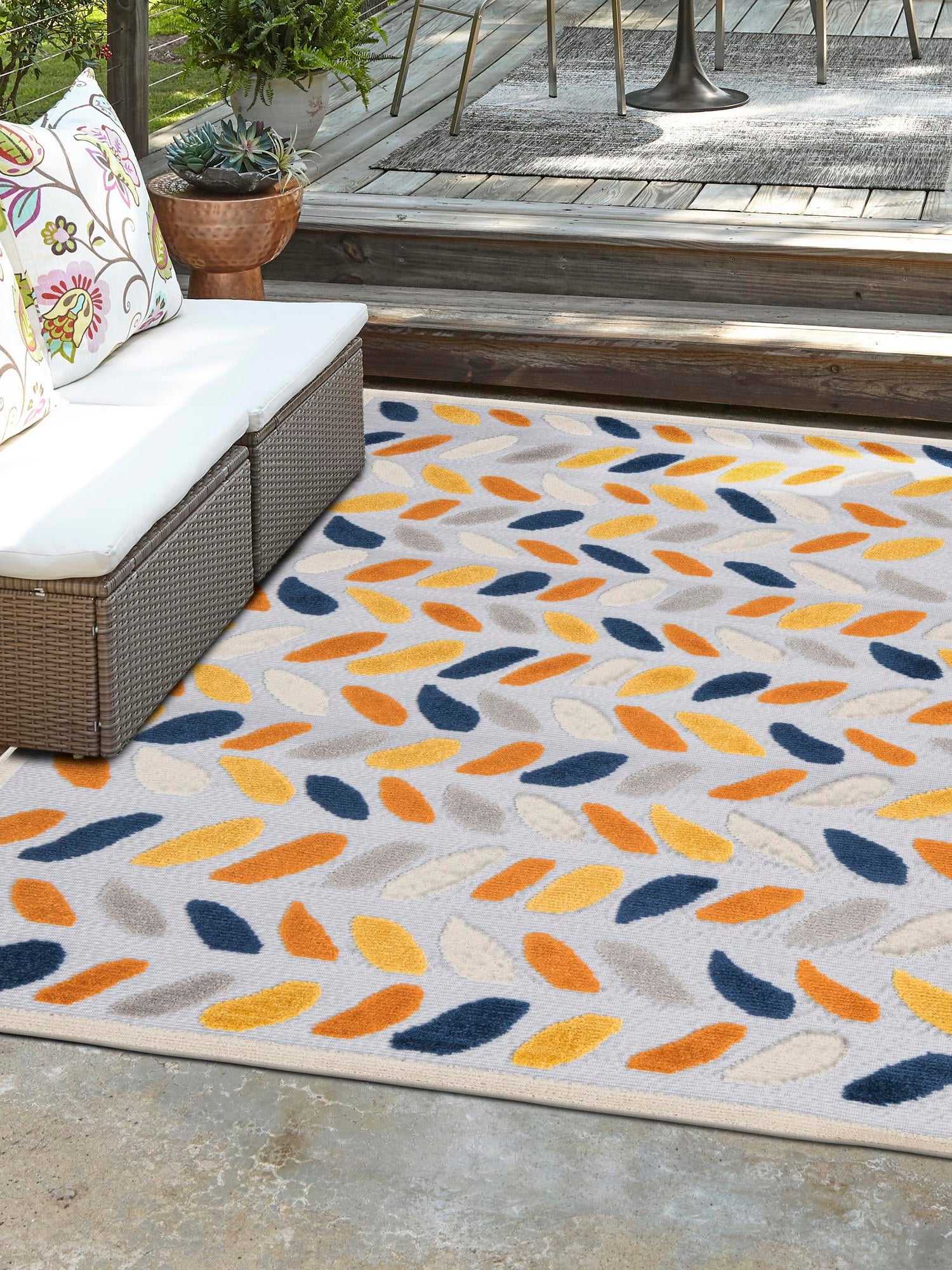 Gray 9' x 12' Aruba Outdoor Rectangle Area Rug Weather Resistant for Patio, Deck, Terrace, Balcony, Porch for Sale at Rug Engine