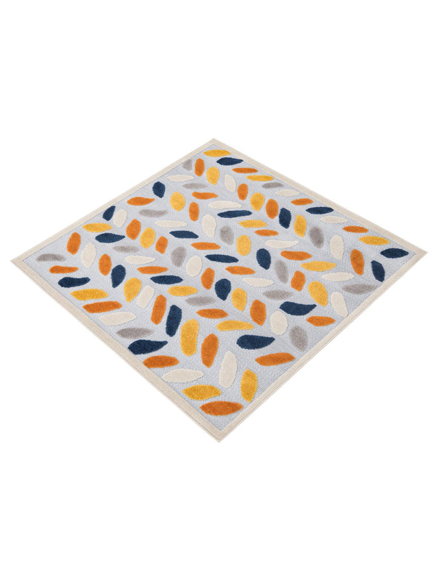 Gray 5' 3 x 5' 3 Aruba Outdoor Square Area Rug Weather Resistant for Patio, Deck, Terrace, Balcony, Porch for Sale at Rug Engine