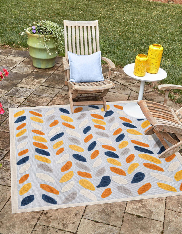 Gray 7' 10 x 7' 10 Aruba Outdoor Square Area Rug Weather Resistant for Patio, Deck, Terrace, Balcony, Porch for Sale at Rug Engine