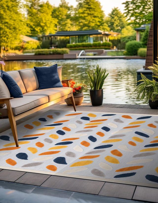 Gray 5' 3 x 5' 3 Aruba Outdoor Square Area Rug Weather Resistant for Patio, Deck, Terrace, Balcony, Porch for Sale at Rug Engine
