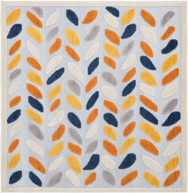 Gray 5' 3 x 5' 3 Aruba Outdoor Square Area Rug Weather Resistant for Patio, Deck, Terrace, Balcony, Porch for Sale at Rug Engine