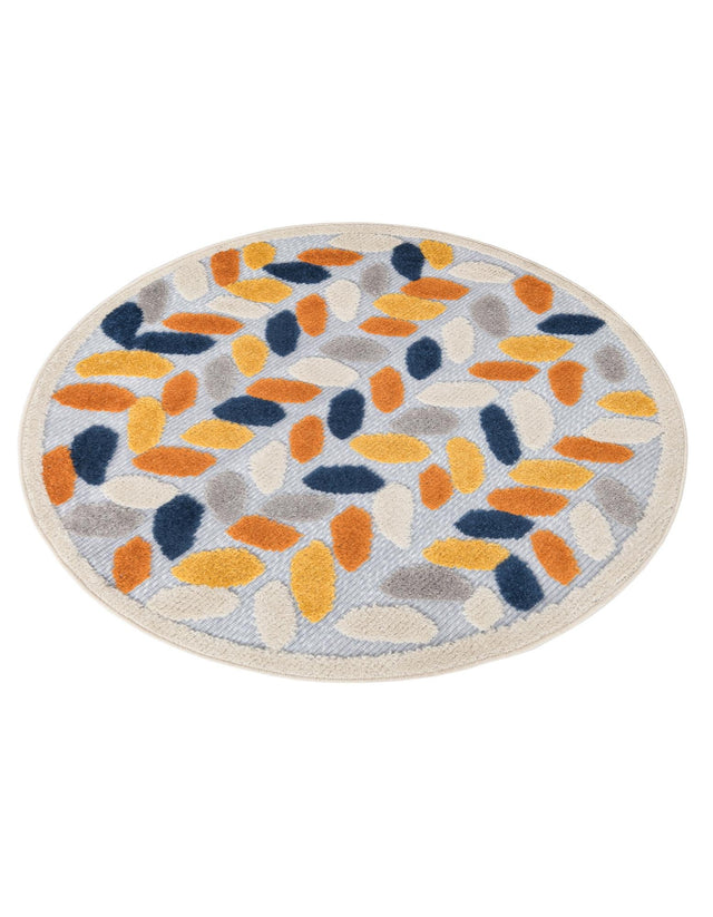 Gray 3' 3 x 3' 3 Aruba Outdoor Round Area Rug Weather Resistant for Patio, Deck, Terrace, Balcony, Porch for Sale at Rug Engine