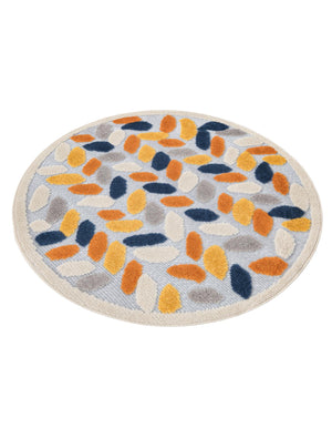 Gray 3' 3 x 3' 3 Aruba Outdoor Round Area Rug Weather Resistant for Patio, Deck, Terrace, Balcony, Porch for Sale at Rug Engine
