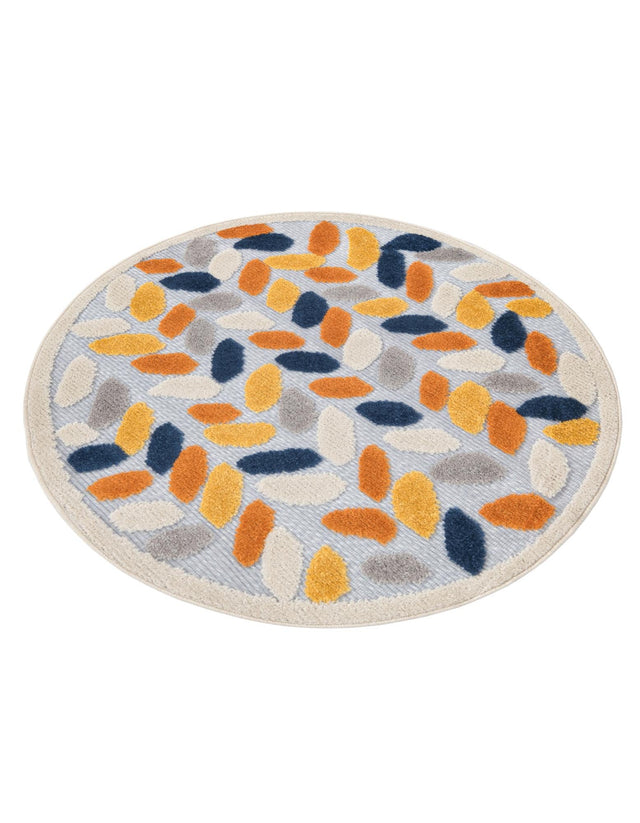 Gray 3' 3 x 3' 3 Aruba Outdoor Round Area Rug Weather Resistant for Patio, Deck, Terrace, Balcony, Porch for Sale at Rug Engine